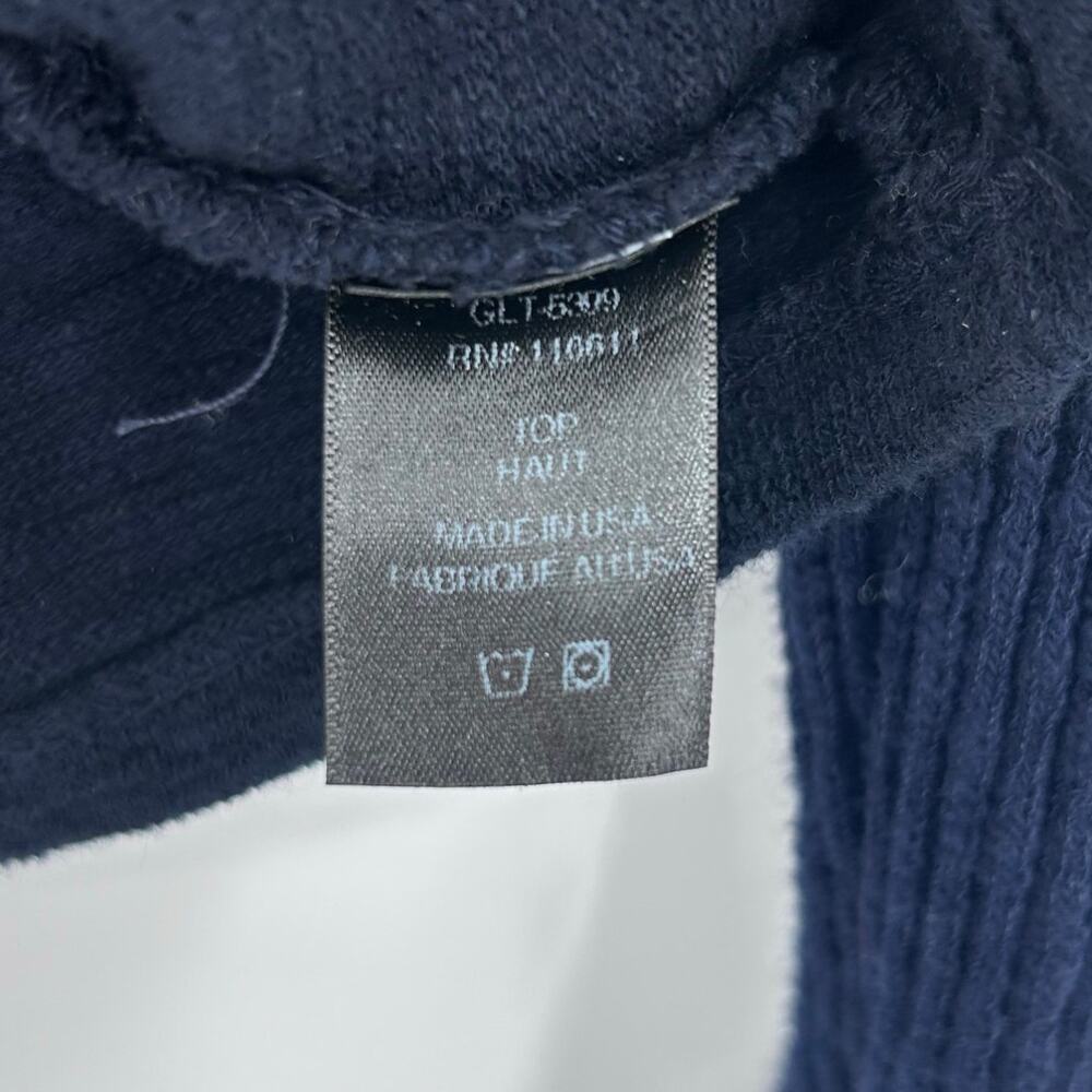 NWT Anthropologie Amadi Navy Mock Neck Mixed Knit Ribbed Sleeve Top Womens Sz XS - Picture 9 of 13